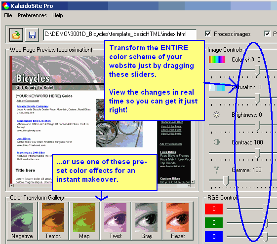KaleidoSitePro Software screen shot