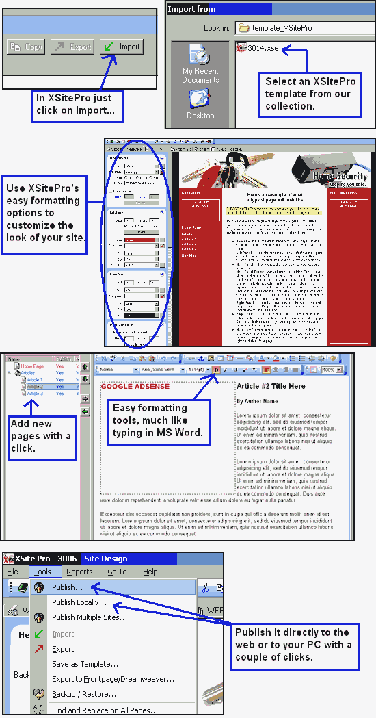 XSitePro screenshot